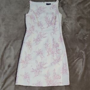 Ann Taylor Sleeveless White/Magenta Pink Floral Mini Dress